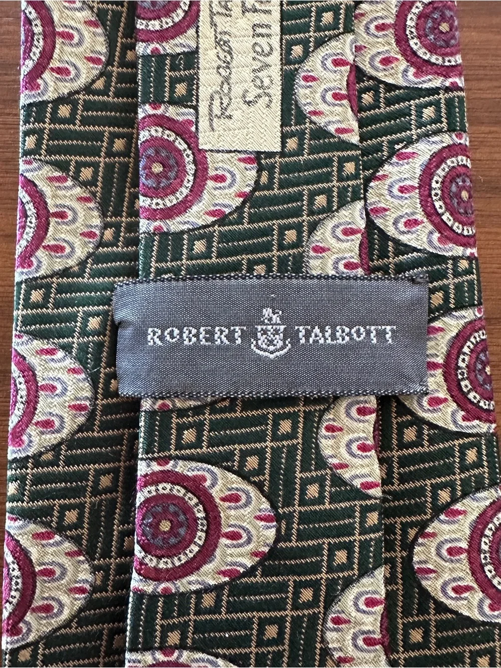 Robert Talbott Seven Fold Men's Green & Burgundy Patterned Silk Tie